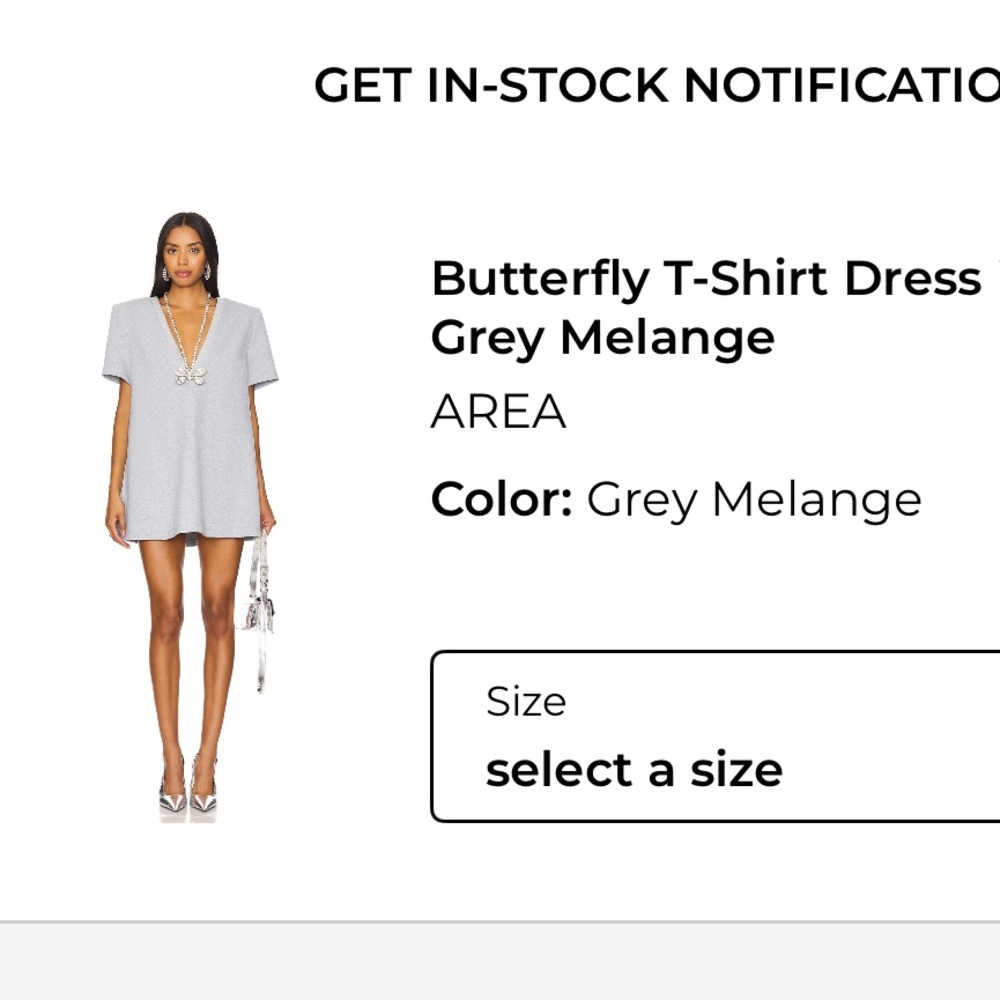 AREA Grey Butterfly T-Shirt Dress Size XS